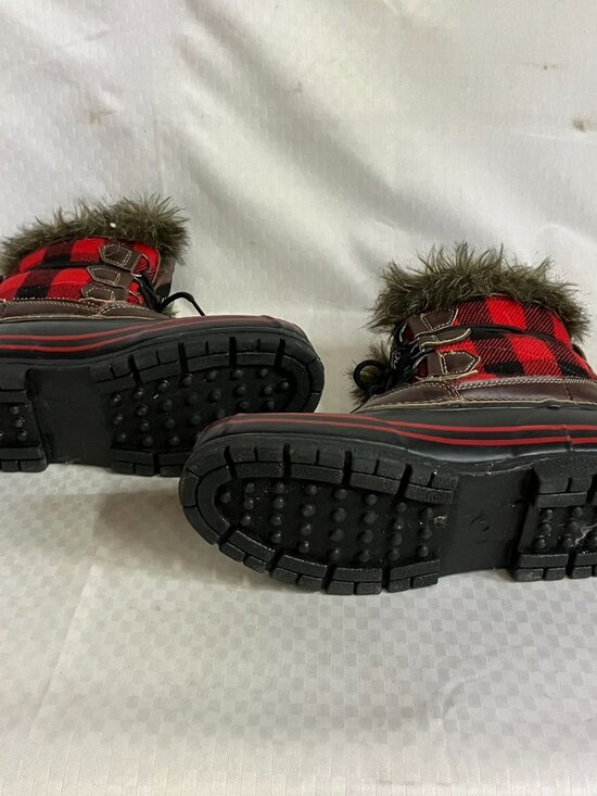 Tamarack Womens Snow Duck Boots Size 9 Red Plaid Fur Trim Thinsulate - Picture 6 of 8